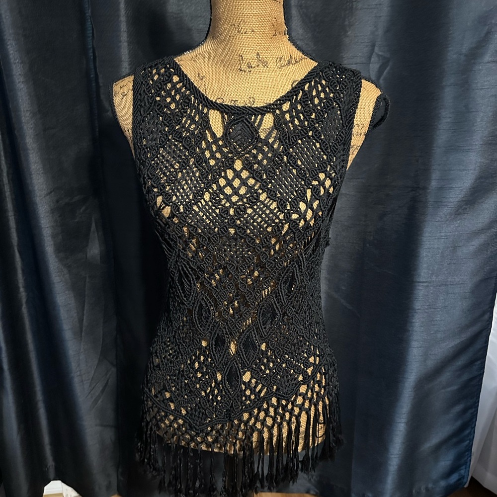 Polo by Ralph Lauren Black Crochet Tank Top - Picture 7 of 8